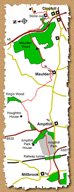 Millbrook to Clophill map